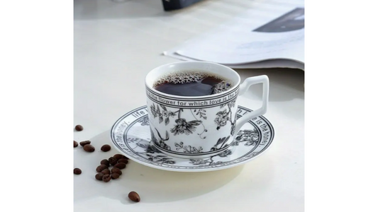 Elegant Floral Ceramic Coffee Cup and Saucer Gift Set