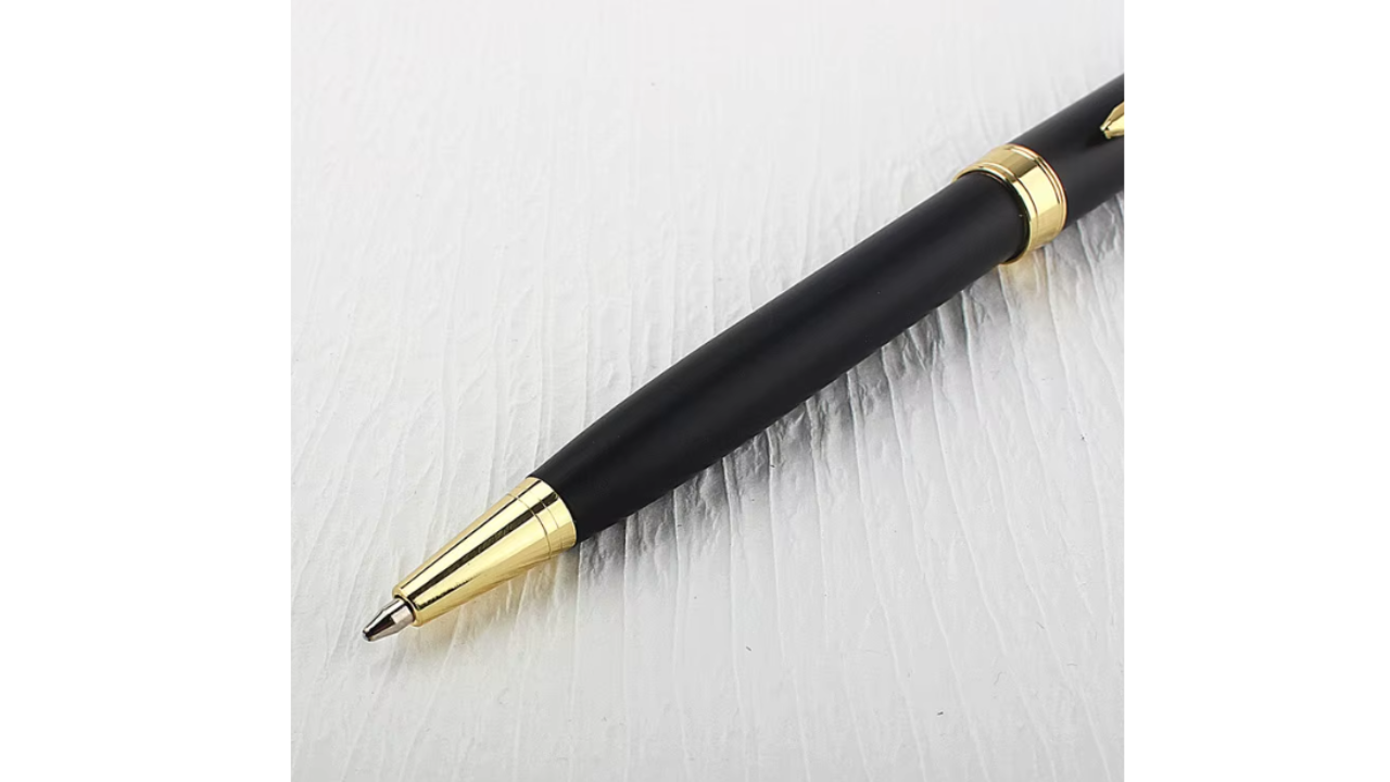 Luxury Metal Ballpoint Pen with Stainless Steel and Golden Trim – The Perfect Writing Companion