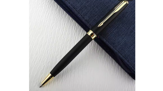 Luxury Metal Ballpoint Pen with Stainless Steel and Golden Trim – The Perfect Writing Companion